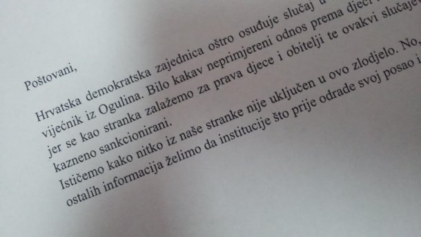 I HDZ se ograđuje od nemilog događaja